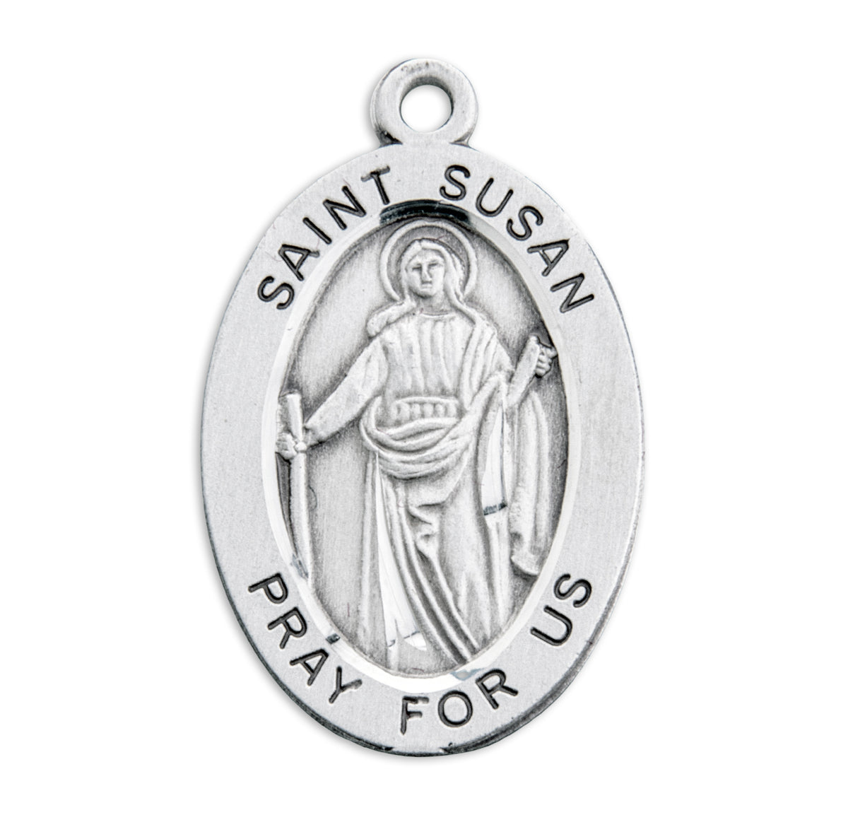 Medium Saint Susan Oval Medal Necklace, Sterling Silver