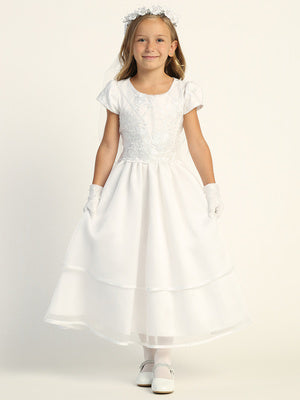 First Communion Dress Embroidered Tulle with Sequins