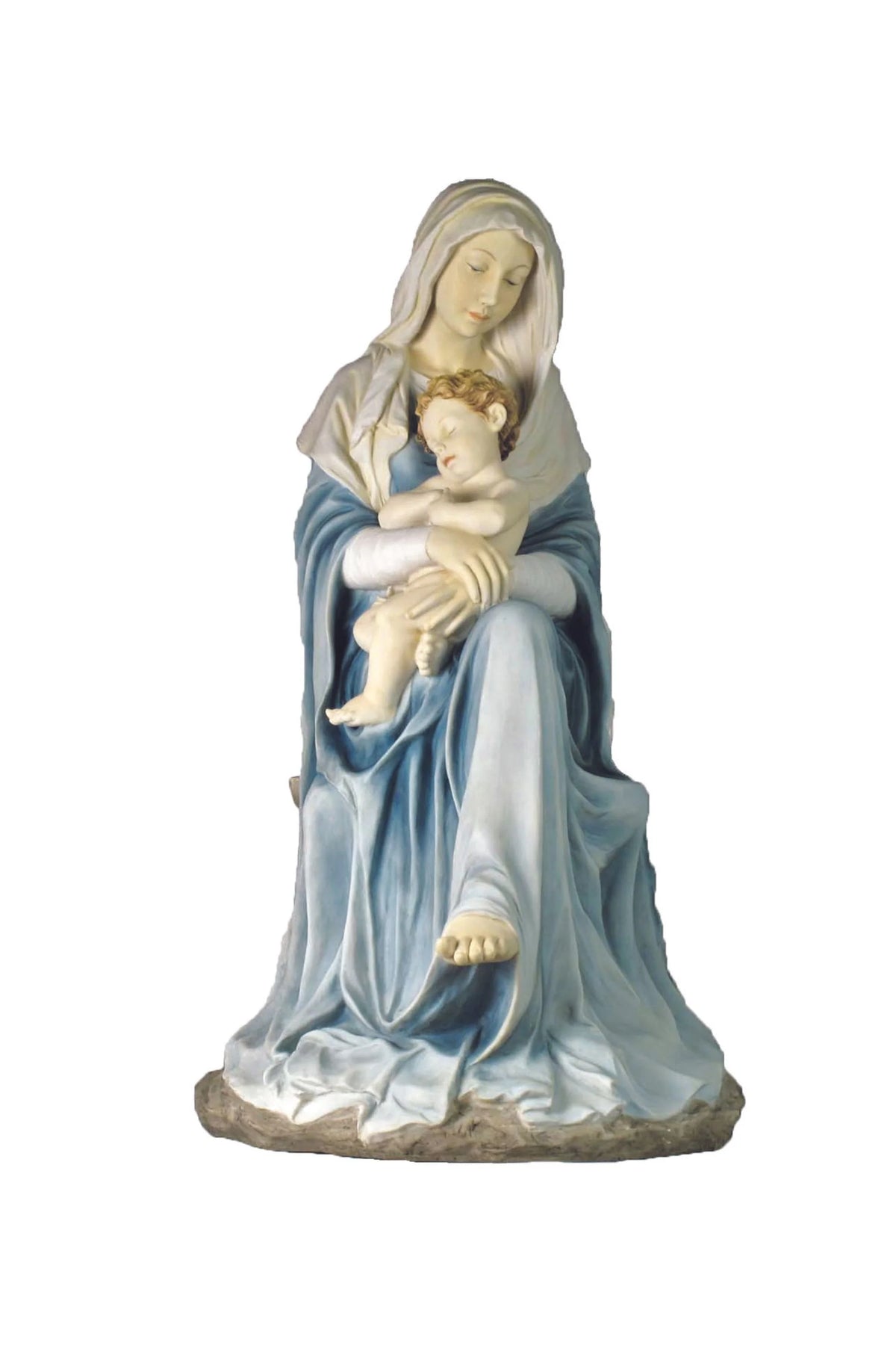 26-Inch Hand-Painted Madonna and Child Statue, Full Color