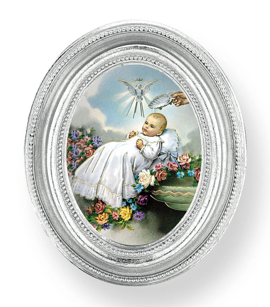 Sacrament of Baptism Small 4.5 Inch Oval Framed Print