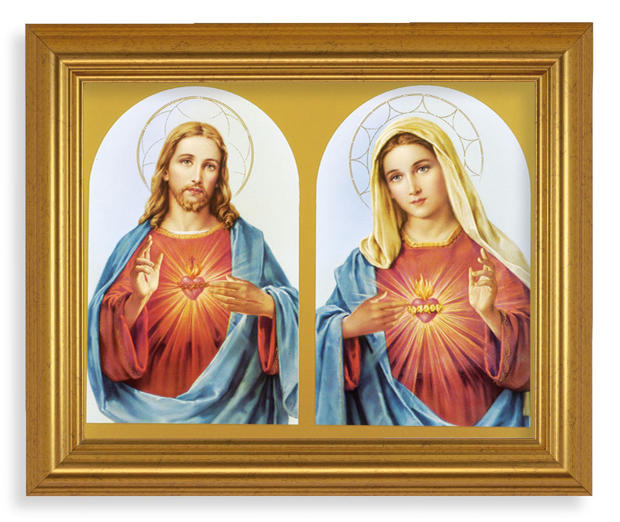 Sacred Heart and Immaculate Heart 8x10 Framed Print Under Glass
