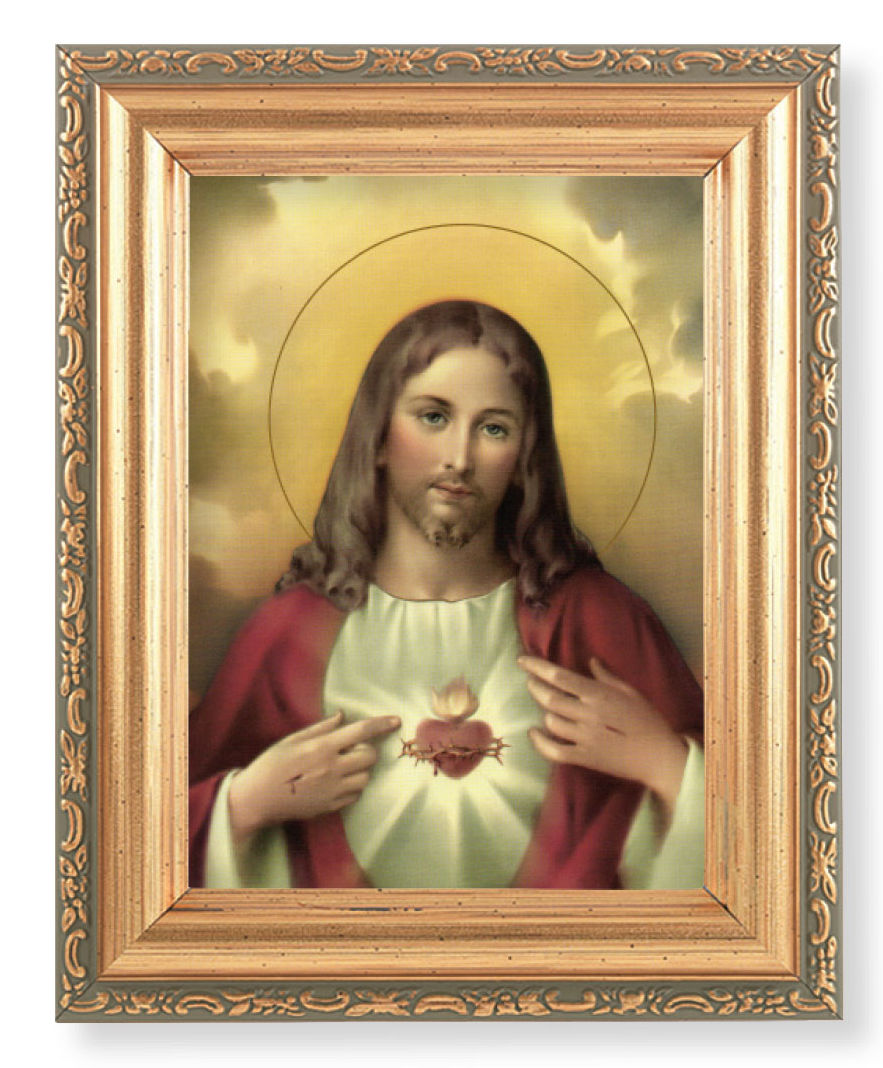 Sacred Heart of Jesus 4x5.5 Print Under Glass