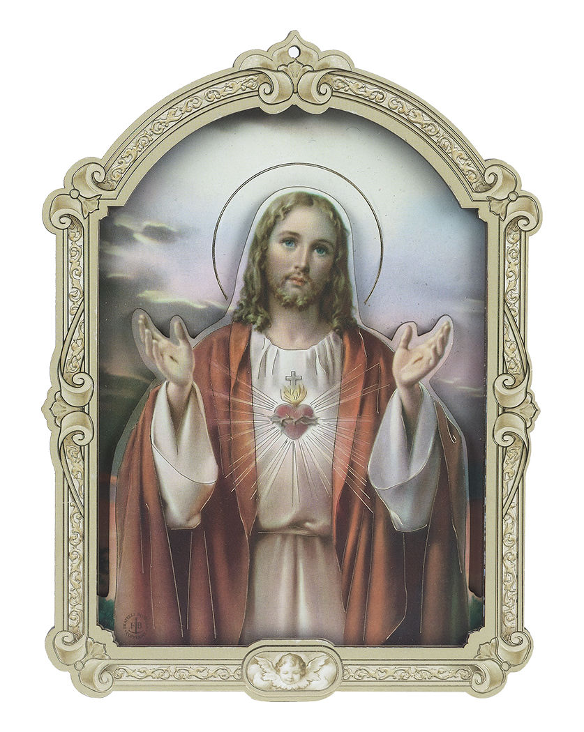 Sacred Heart of Jesus 6.5x9 Dimensional Wood Plaque