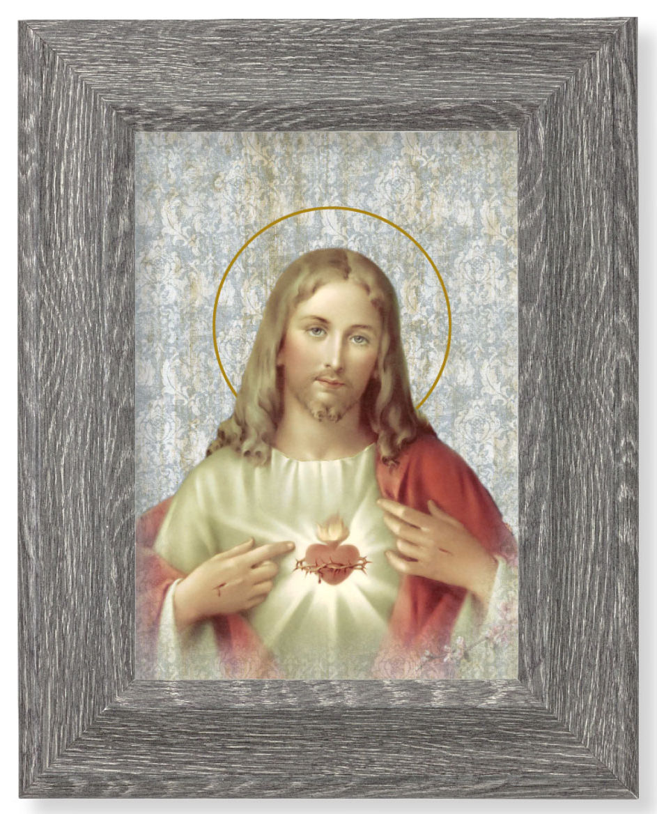 Sacred Heart of Jesus 7x9 Gray Oak Frame