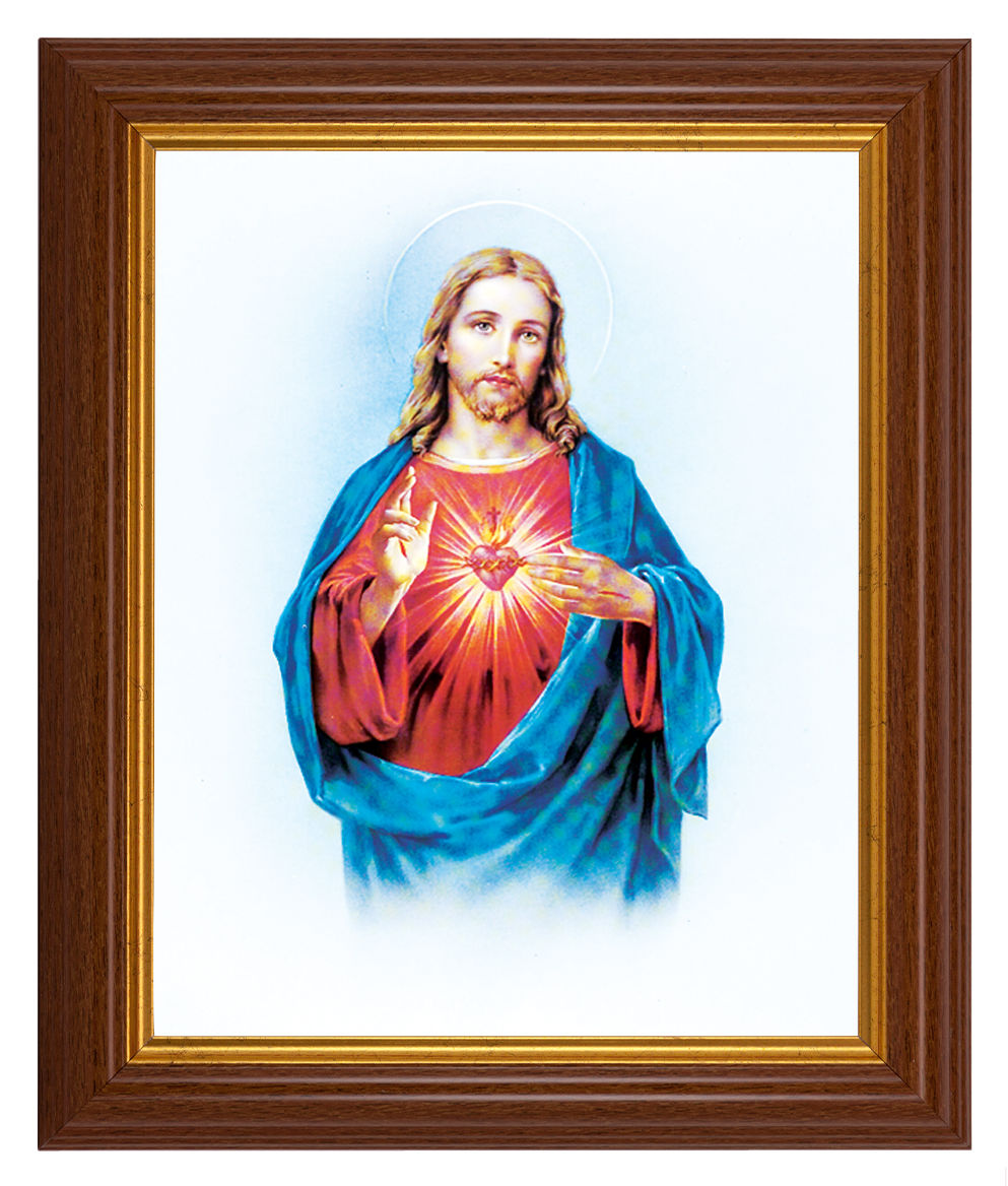 Sacred Heart of Jesus 8x10 Textured Artboard Dark Walnut Frame