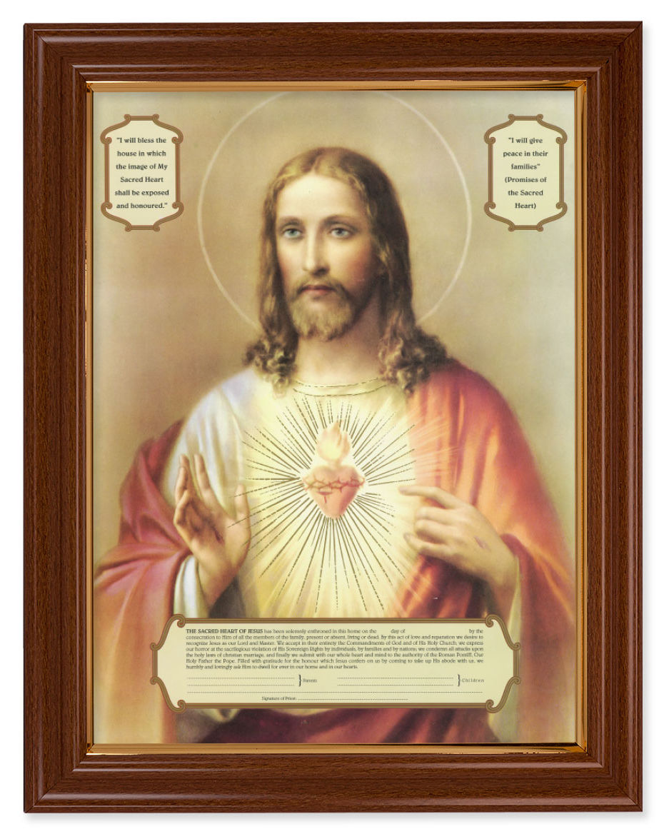 Sacred Heart of Jesus Enthronement Certificate Plaque 12x16 Framed Print Artboard