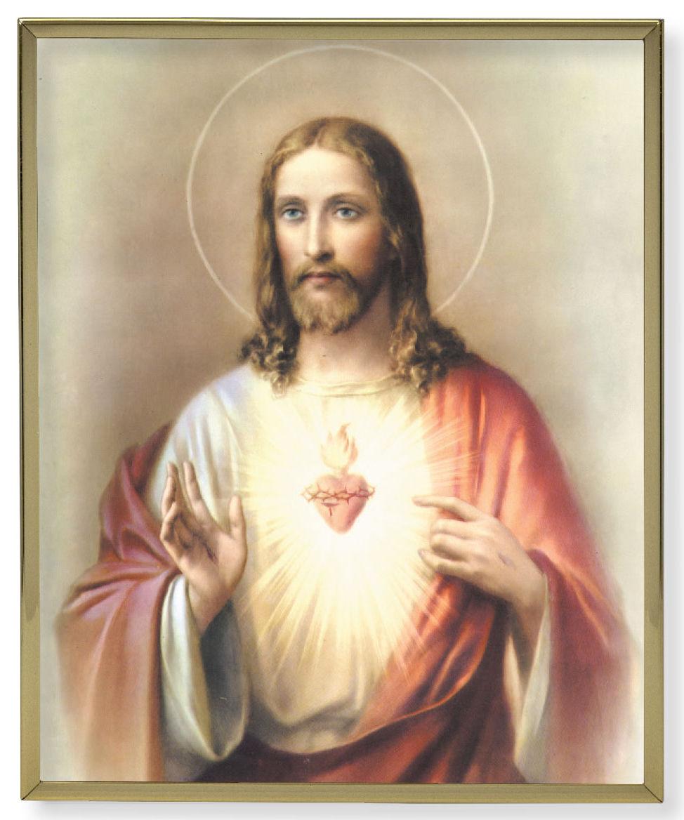 Sacred Heart of Jesus Gold Trim Plaque