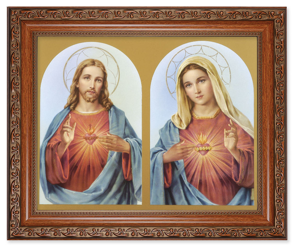 Sacred Heart and Immaculate Heart 8x10 Framed Print Under Glass