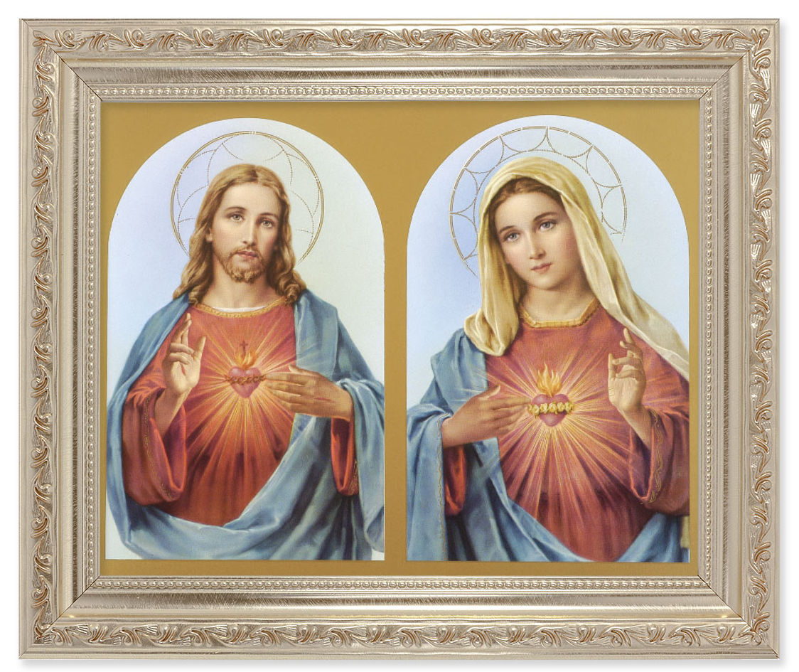Sacred Heart and Immaculate Heart 8x10 Framed Print Under Glass
