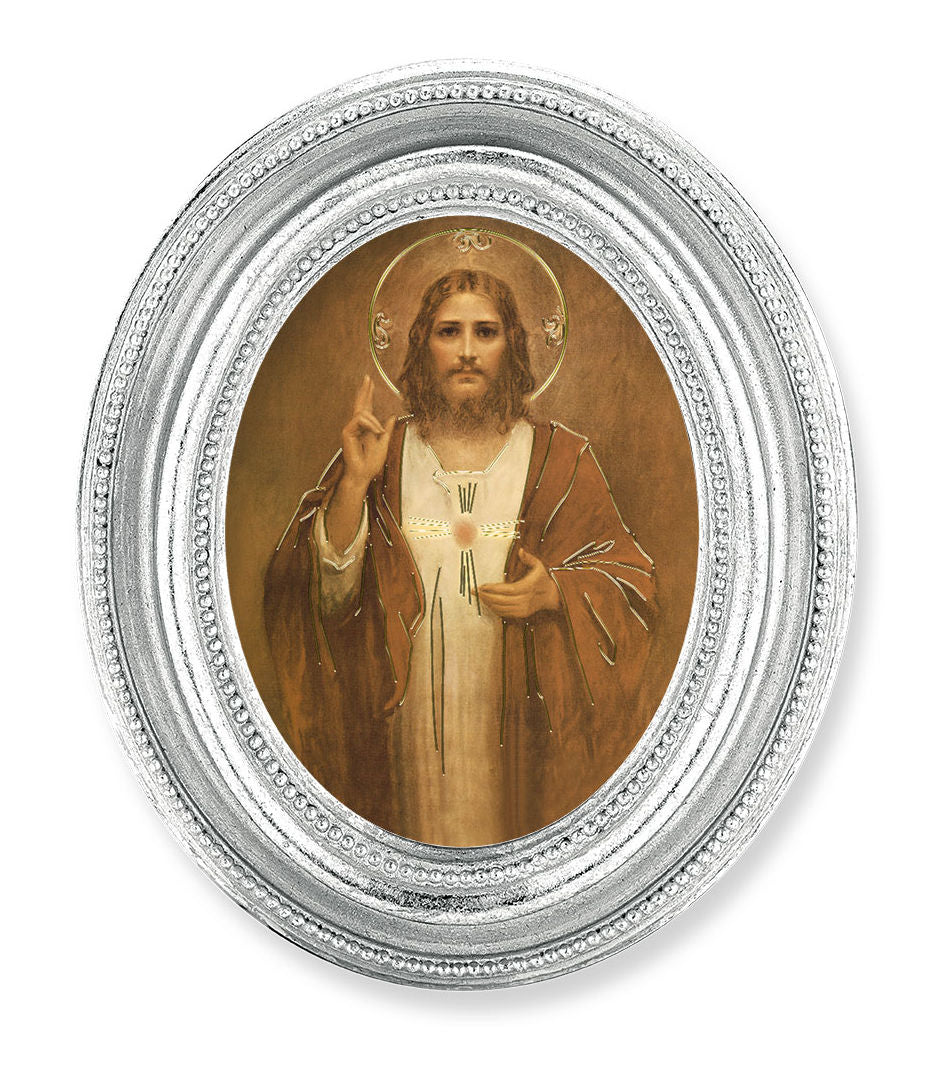 Sacred Heart of Jesus Small 4.5 Inch Oval Framed Print