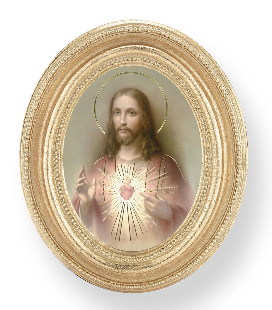 Sacred Heart of Jesus Small 4.5 Inch Oval Framed Print