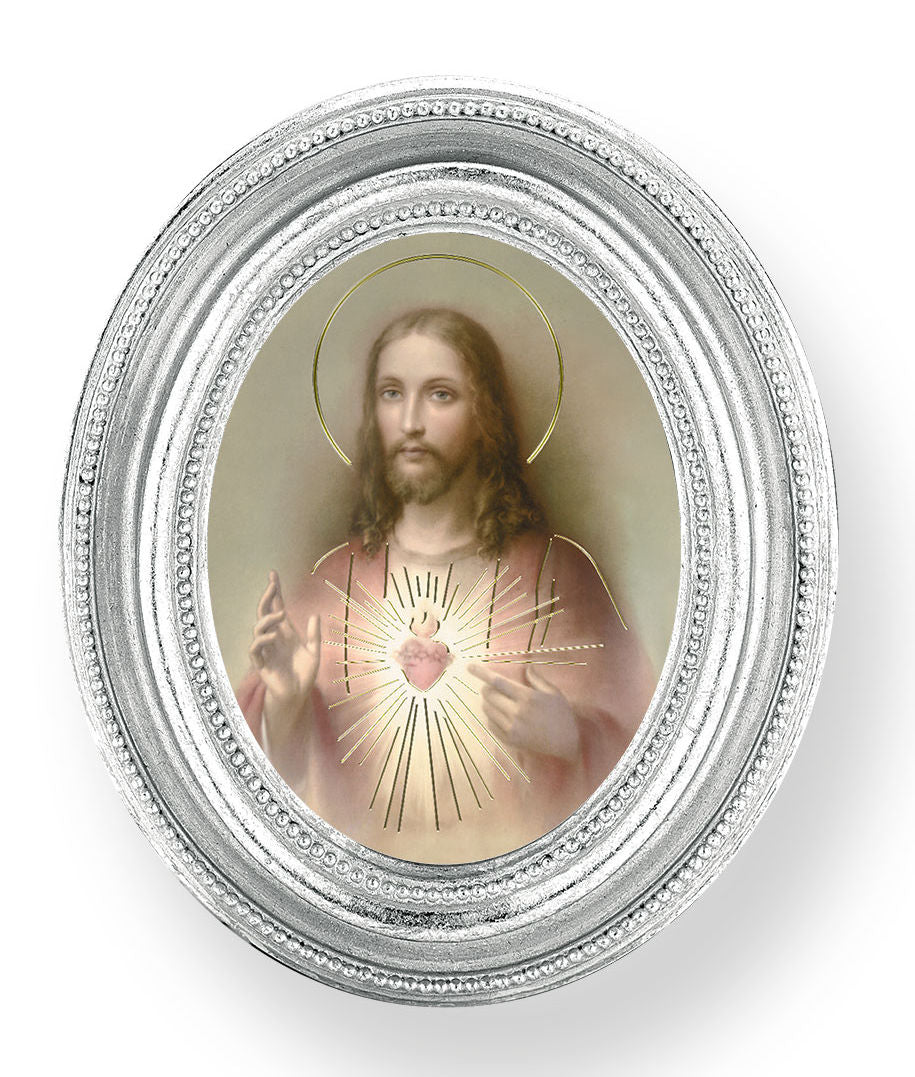 Sacred Heart of Jesus Small 4.5 Inch Oval Framed Print