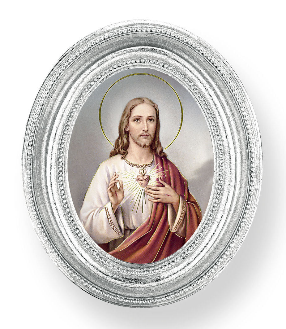 Sacred Heart of Jesus Small 4.5 Inch Oval Framed Print