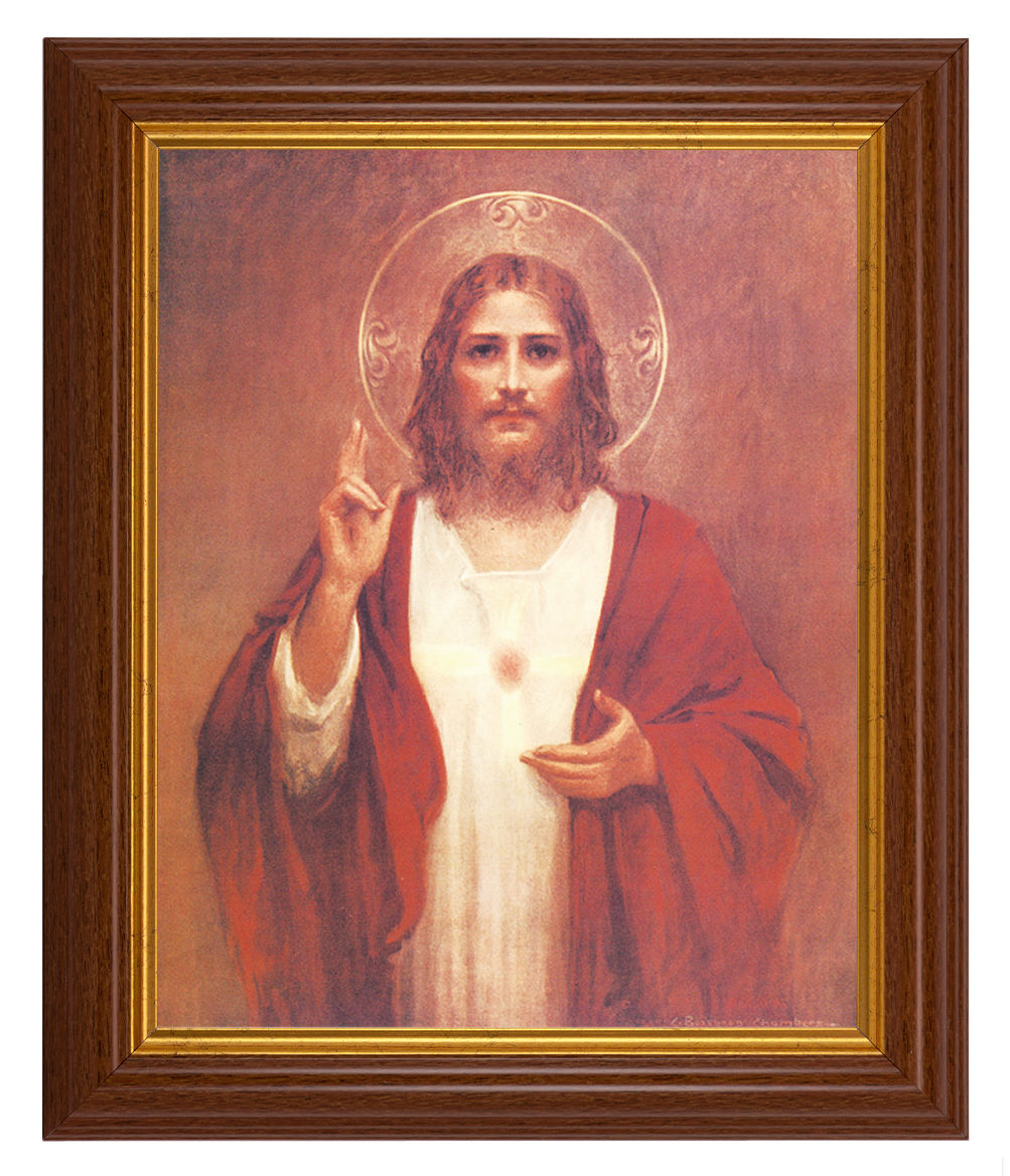 Sacred Heart of Jesus by Chambers 8x10 Textured Artboard Dark Walnut Frame