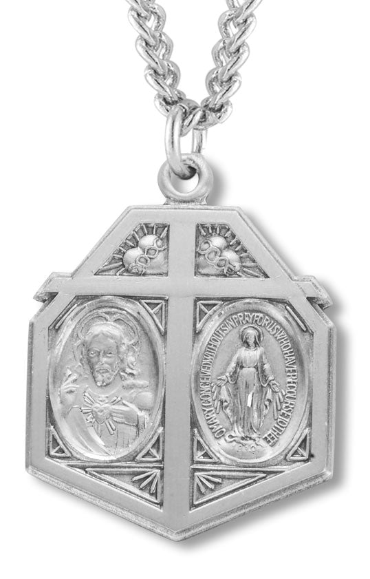 Sacred Heart and Immaculate Heart Pendant Necklace