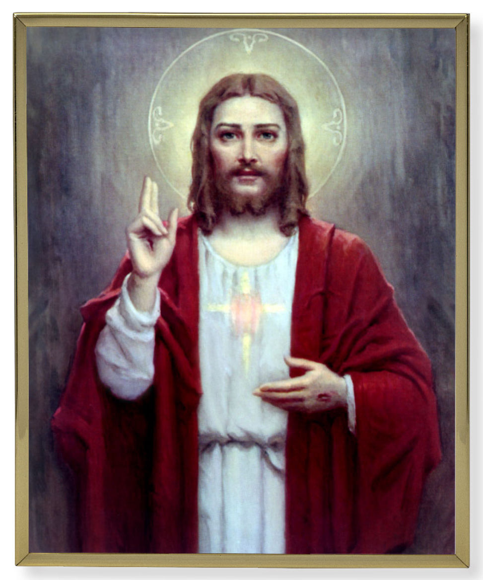 Sacred Heart by Chambers Gold Frame Plaque