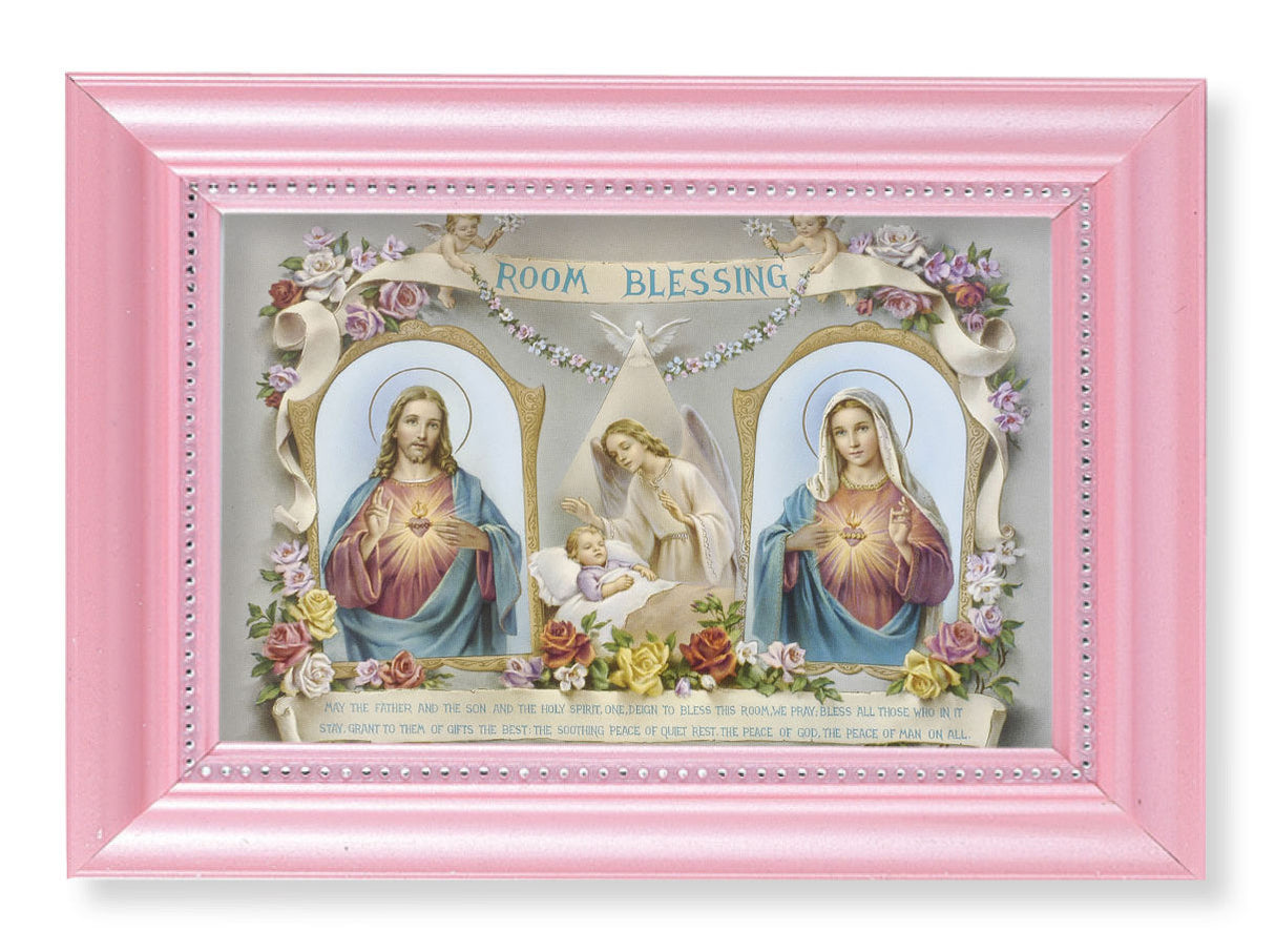 Sacred Hearts Baby Room Blessing 4x6 Print Pearlized Frame