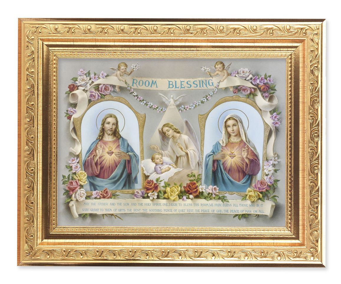 Sacred Hearts Baby Room Blessing 6x8 Print Under Glass