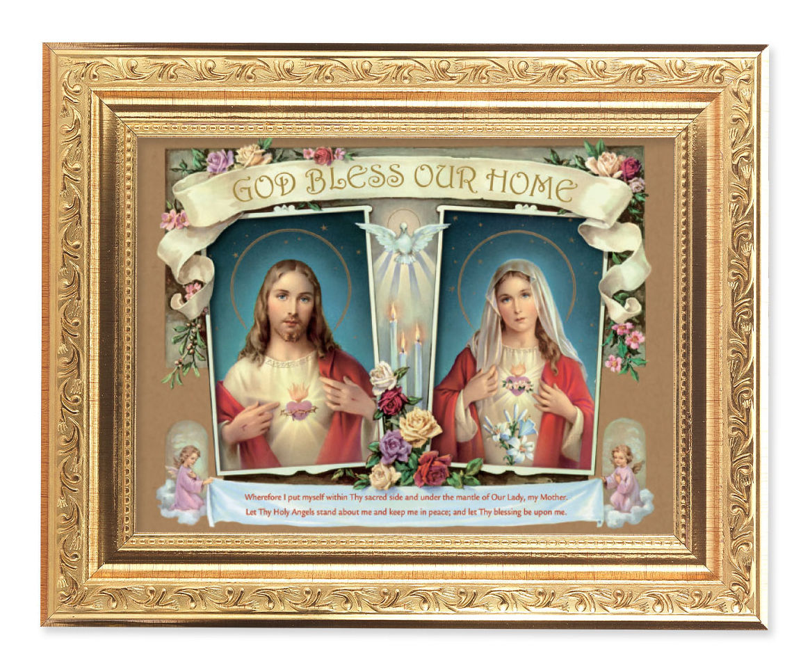 Sacred Hearts House Blessing 6x8 Print Under Glass