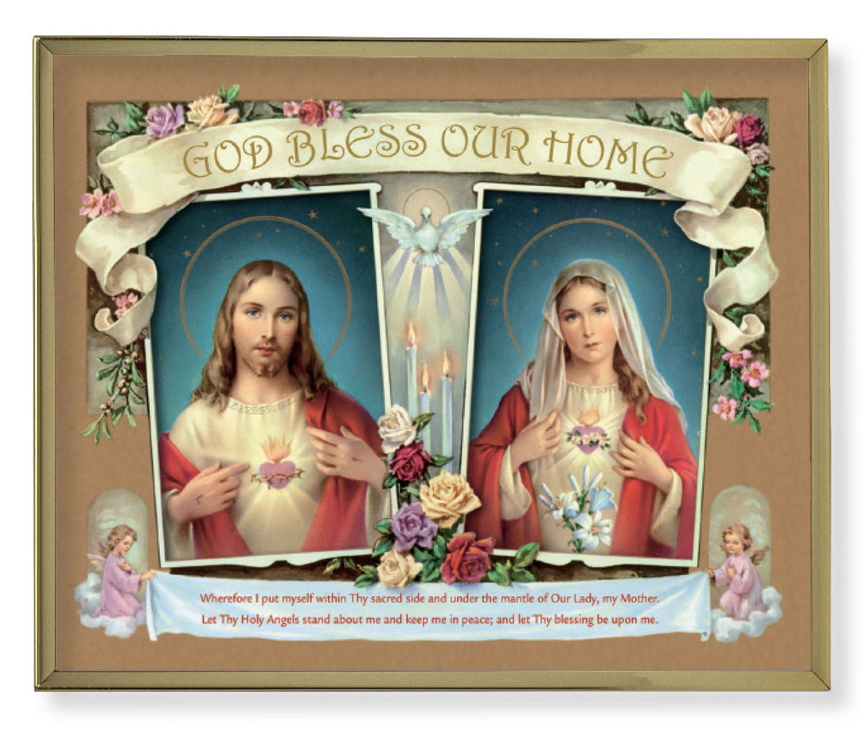 Sacred Hearts House Blessing Gold Frame Plaque