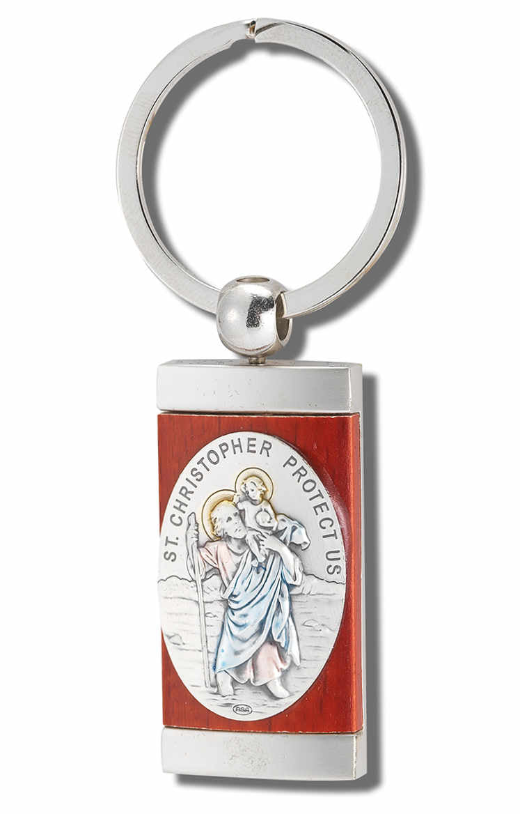 Saint Christopher Mahogany Keyring