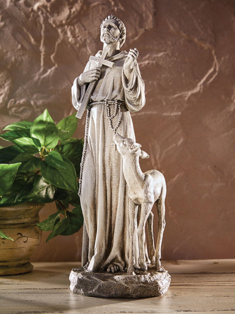 Saint Francis with Deer 12.75 Inch High Statue