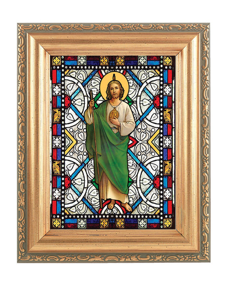 Saint Jude Gold Frame Stained Glass Effect