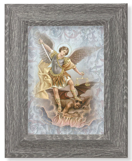 Saint Michael 7x9 Gray Oak Frame