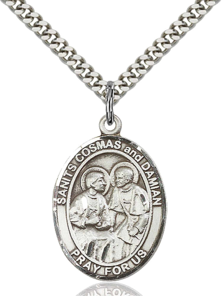 Saints Cosmas & Damian Oval Medal Necklace