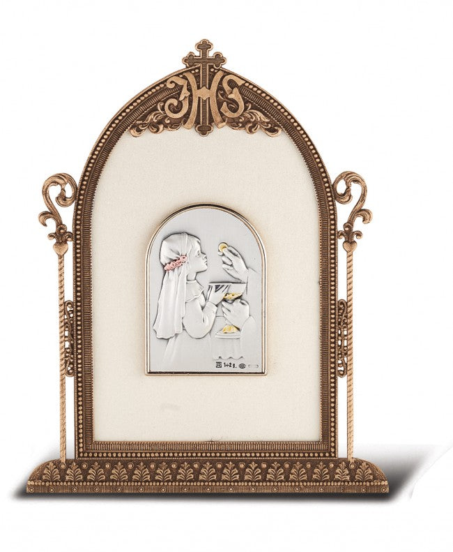 Salerni Sterling Silver First Communion Keepsake Plaque - Girl