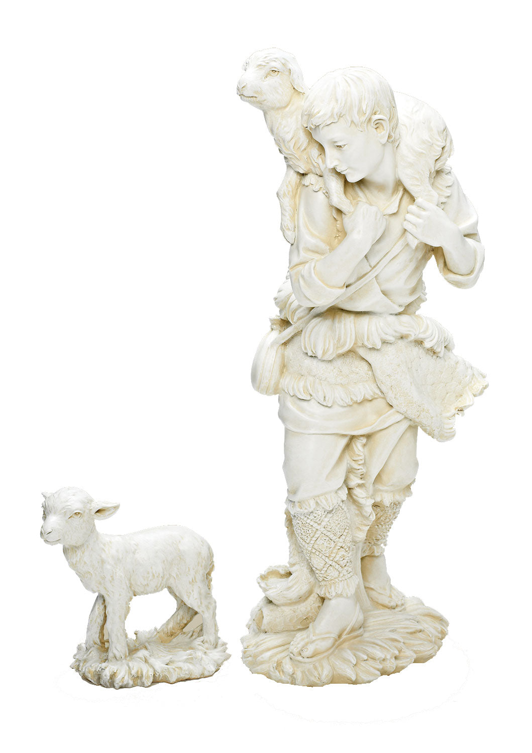 Shepherd & Lamb Statue in White 23.75" H for 27" Scale Nativity Set