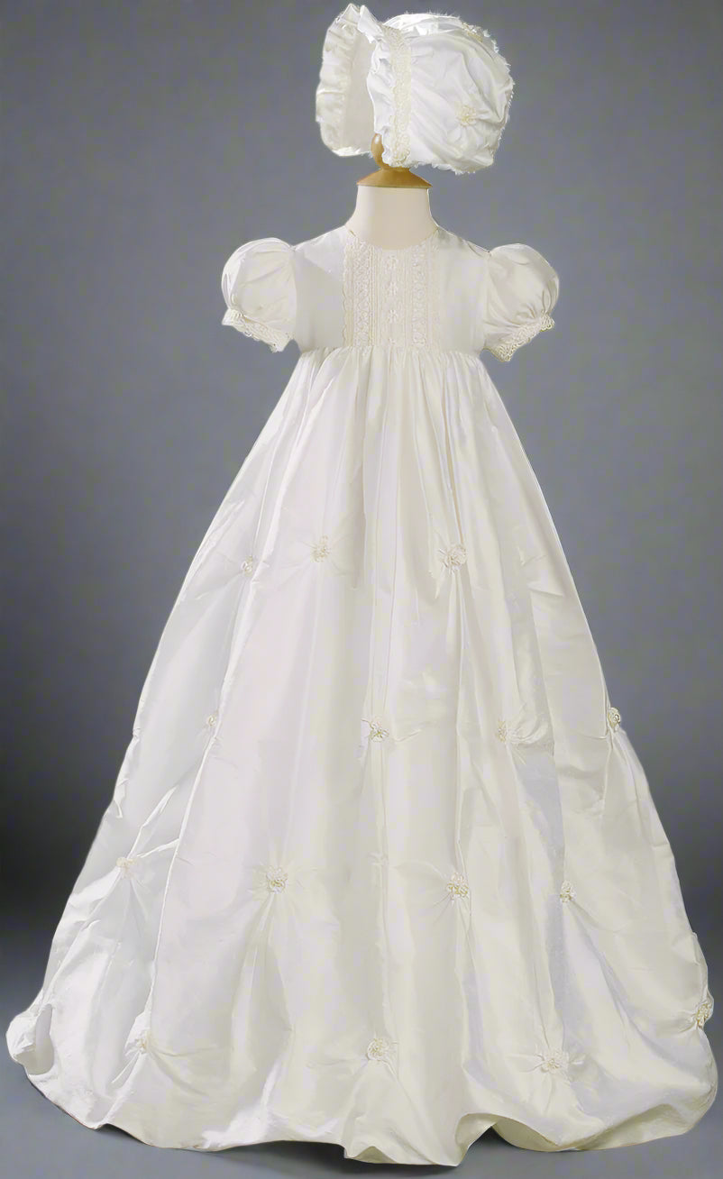 Silk Dupioni Bubble Christening Baptism Gown