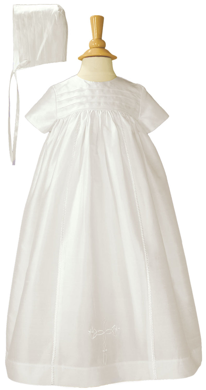 Silk Family Christening Baptism Gown with Embroidered Cross