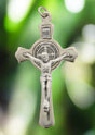 Silver St Benedict Crucifix Pendant 3 inches tall