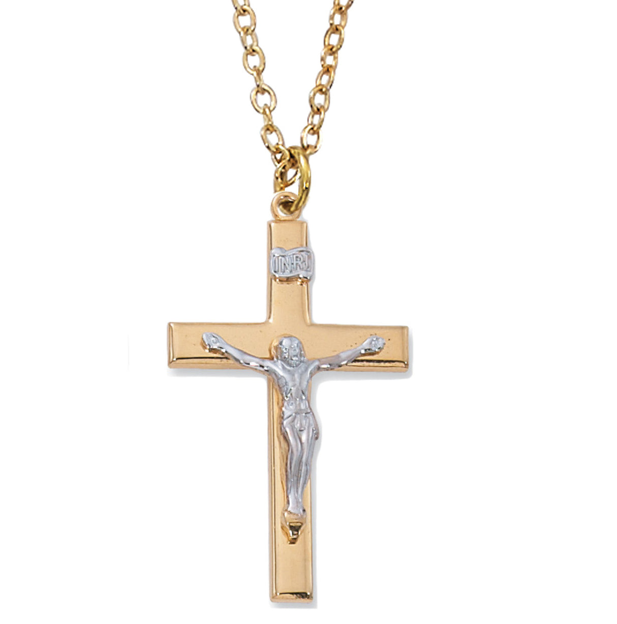 Slim Two-Tone Raised Crucifix 1.5 for Men