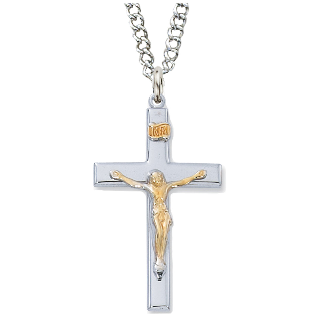 Slim Two-Tone Raised Crucifix 1.5 for Men