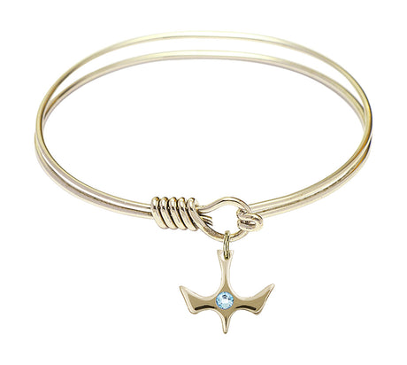 Smooth Bangle Bracelet with a Birthstone Holy Spirit Charm