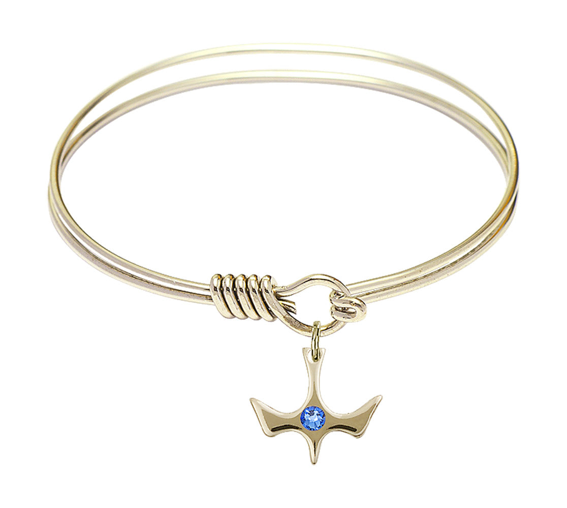 Smooth Bangle Bracelet with a Birthstone Holy Spirit Charm