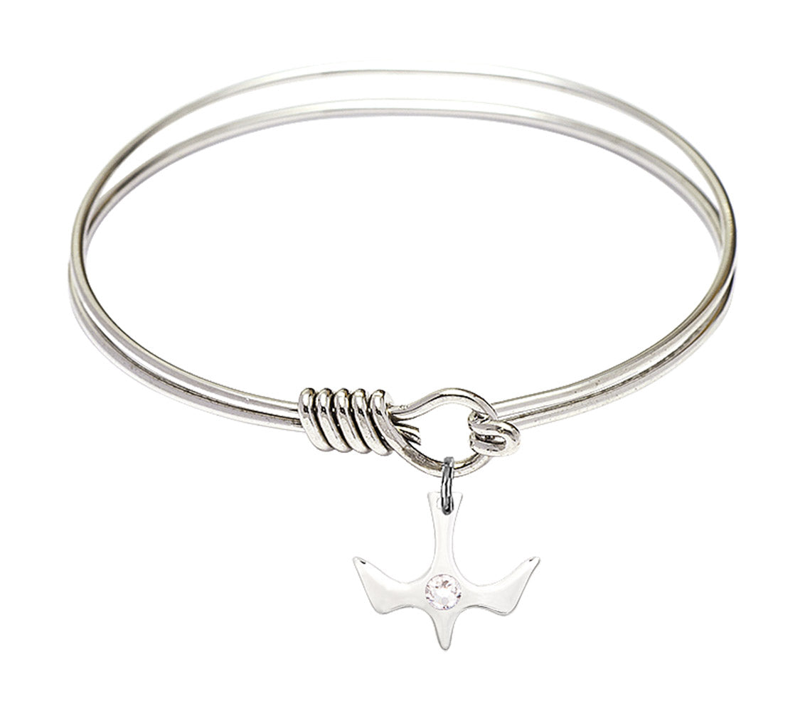 Smooth Bangle Bracelet with Birthstone Holy Spirit Charm
