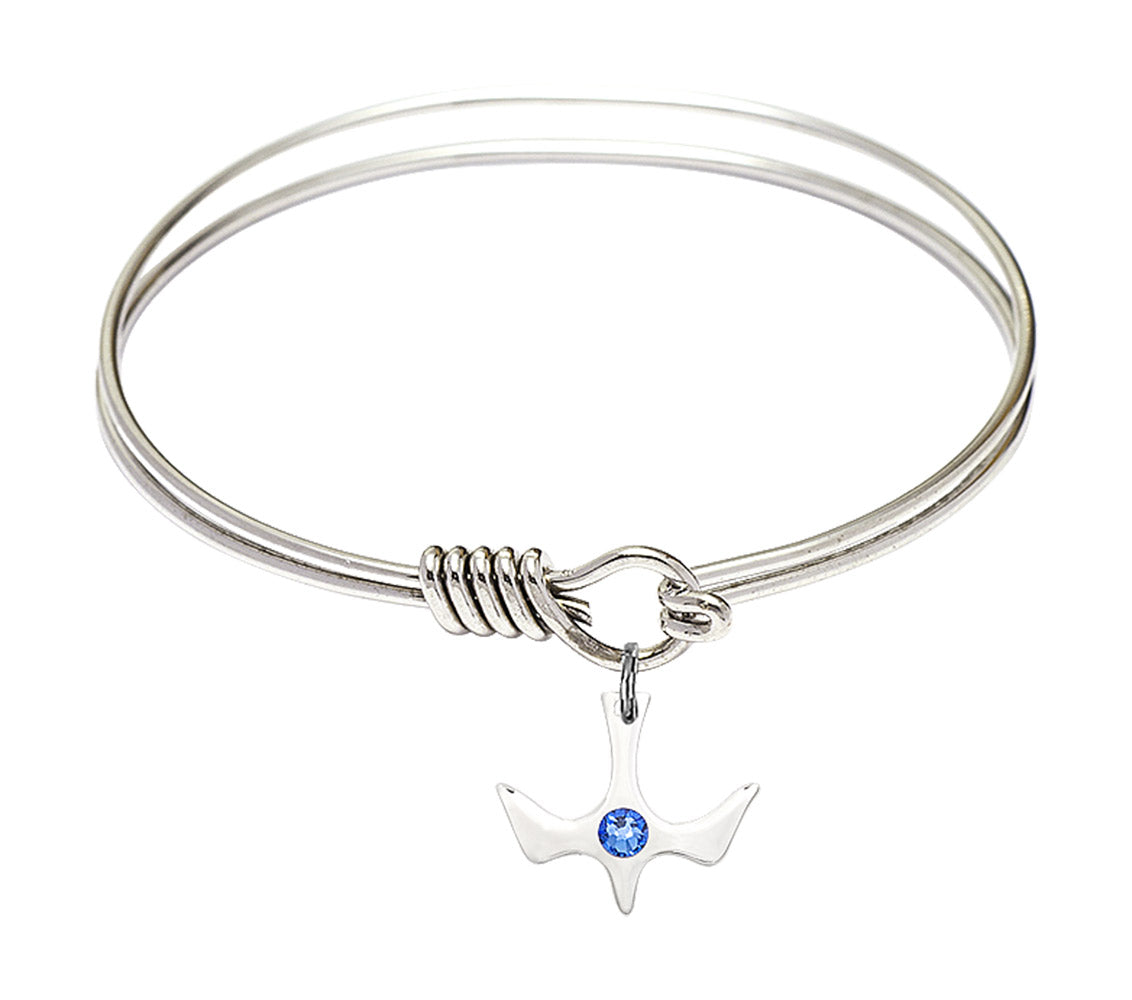 Smooth Bangle Bracelet with Birthstone Holy Spirit Charm