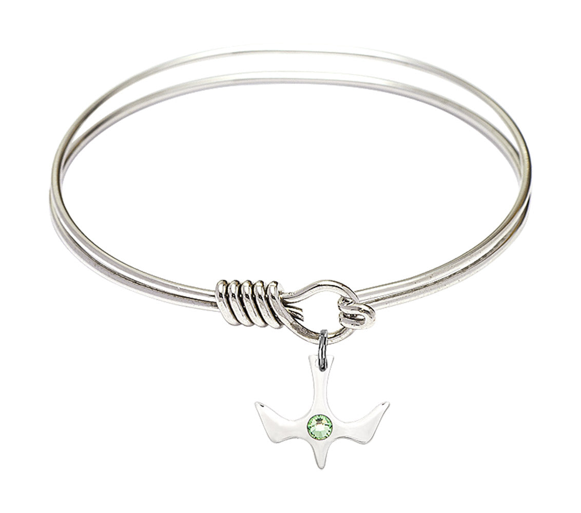 Smooth Bangle Bracelet with Birthstone Holy Spirit Charm