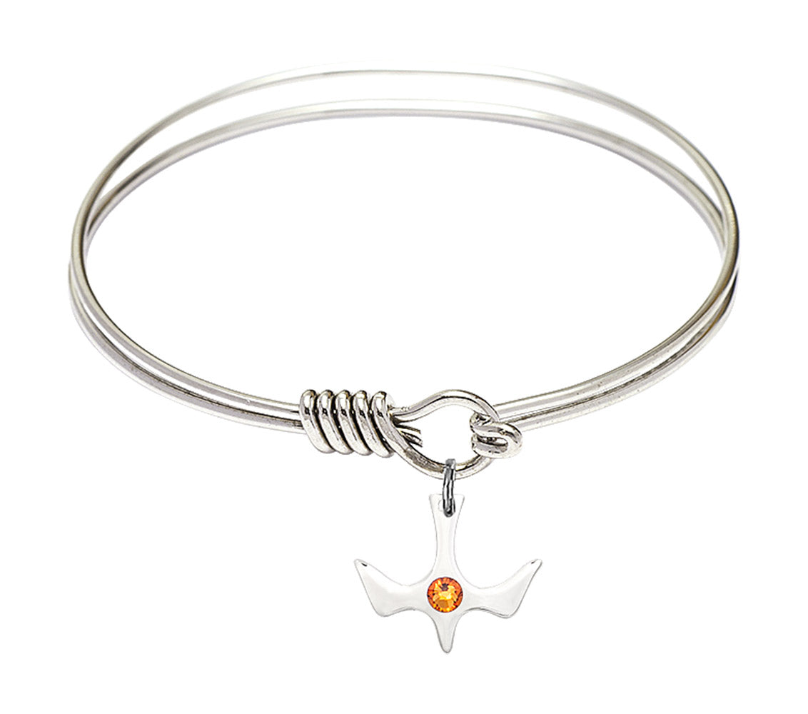 Smooth Bangle Bracelet with Birthstone Holy Spirit Charm