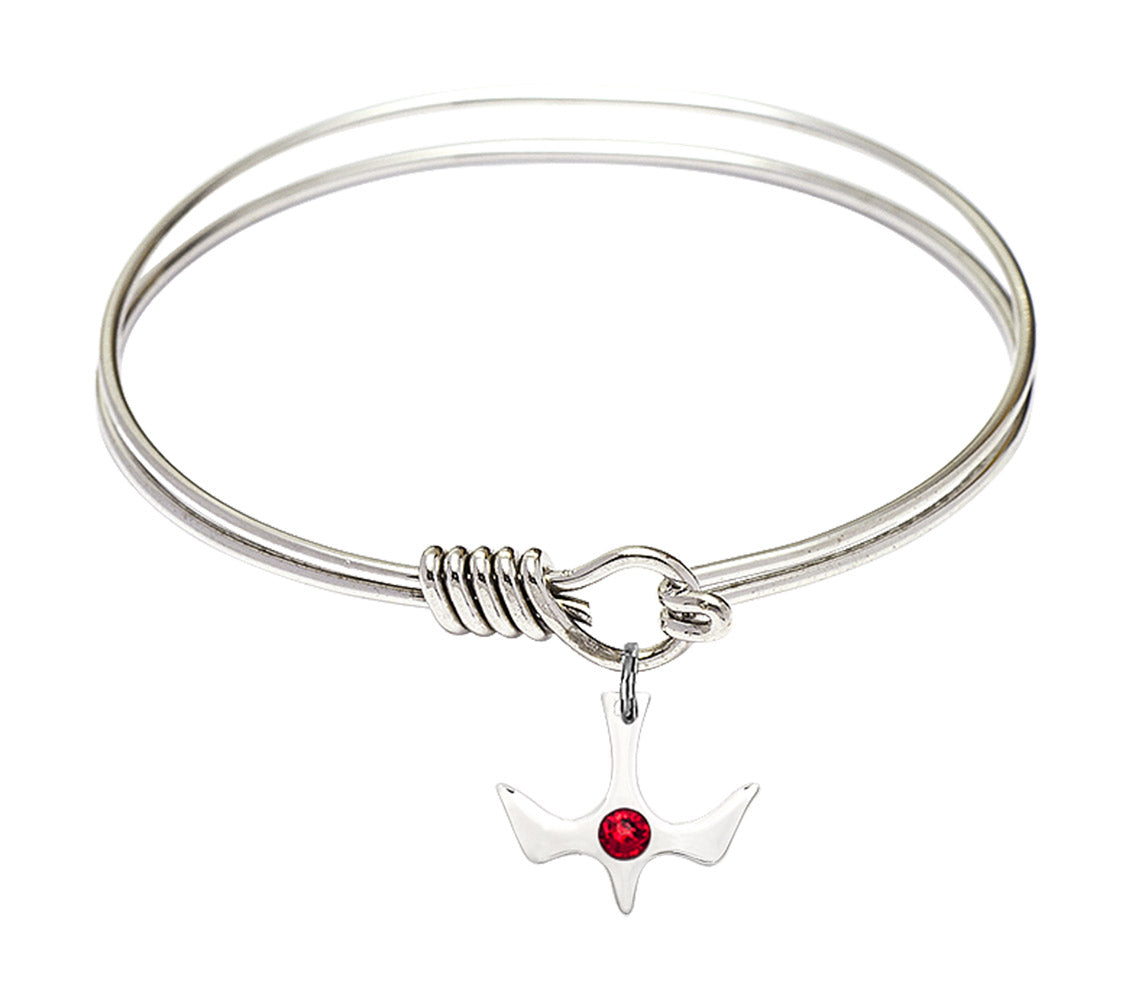 Smooth Bangle Bracelet with Birthstone Holy Spirit Charm