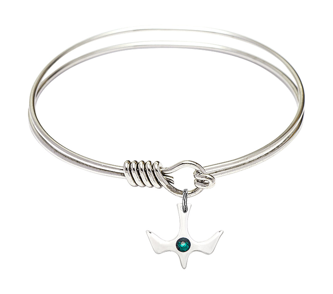 Smooth Bangle Bracelet with Birthstone Holy Spirit Charm