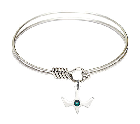 Smooth Bangle Bracelet with Birthstone Holy Spirit Charm