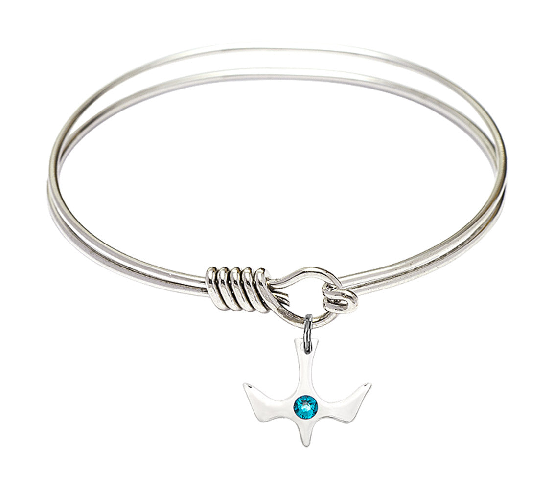 Smooth Bangle Bracelet with Birthstone Holy Spirit Charm