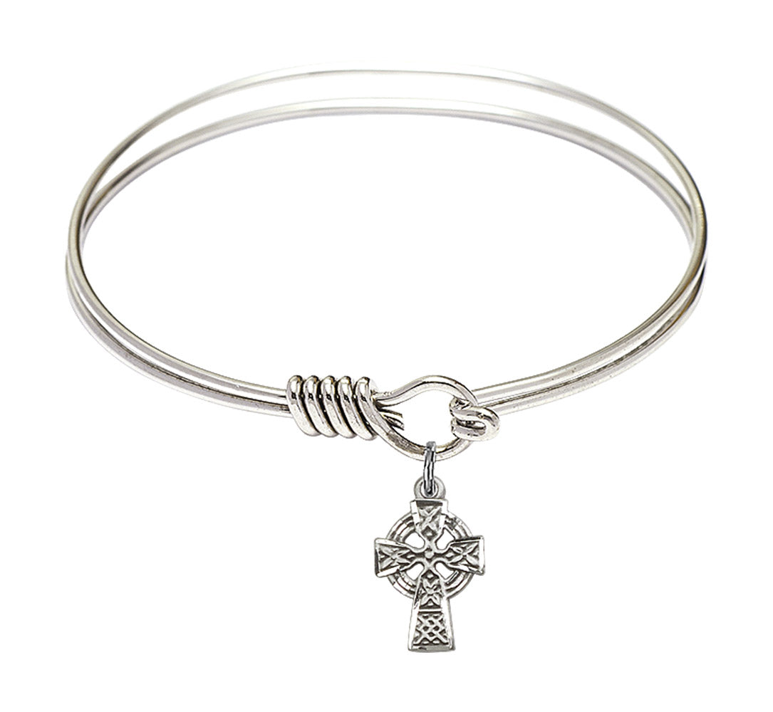 Smooth Bangle Bracelet with a Celtic Cross Charm