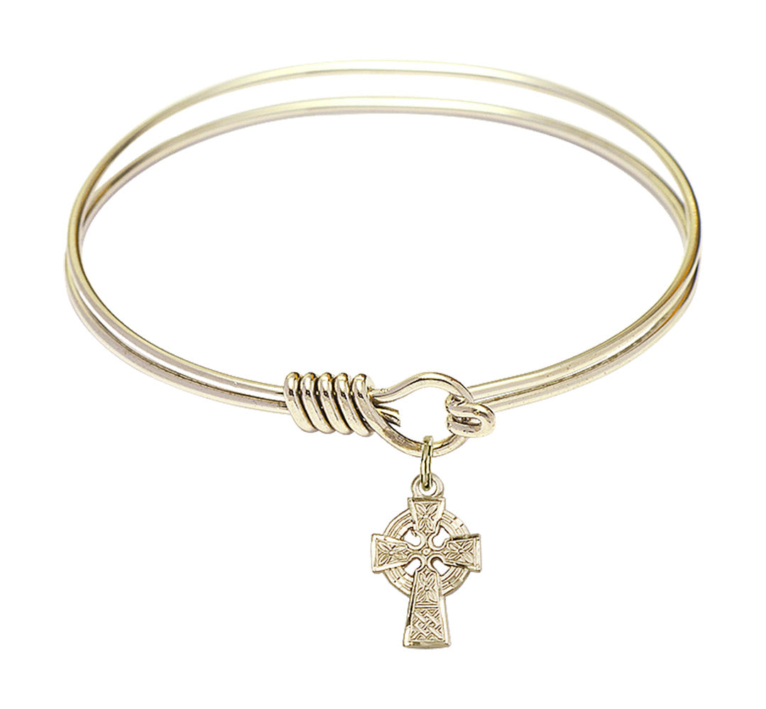 Smooth Bangle Bracelet with a Celtic Cross Charm