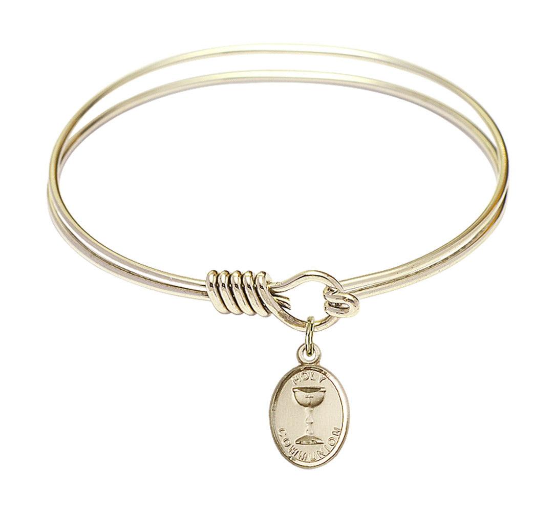 Smooth Bangle Bracelet with an Oval Chalice Charm