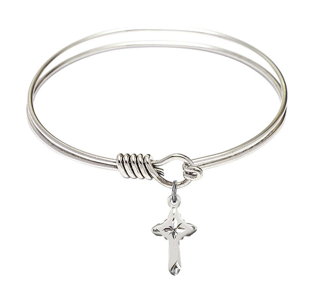 Smooth Bangle Bracelet with a Cross Charm